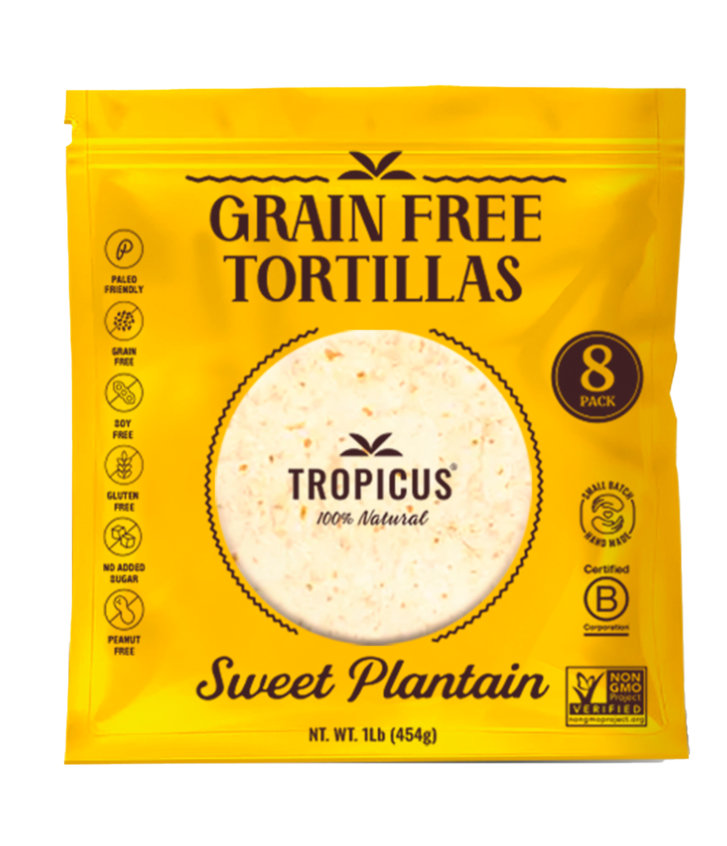 Tortillas de plátano dulce sin granos, saludables y sin gluten.