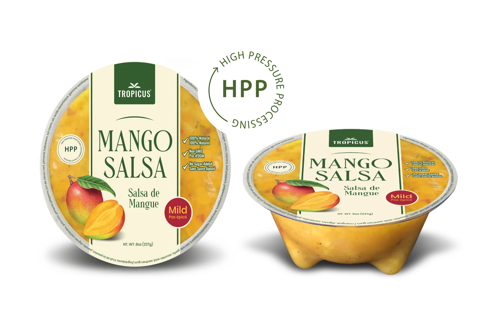 Salsa de mango suave y tropical, baja en calorías.